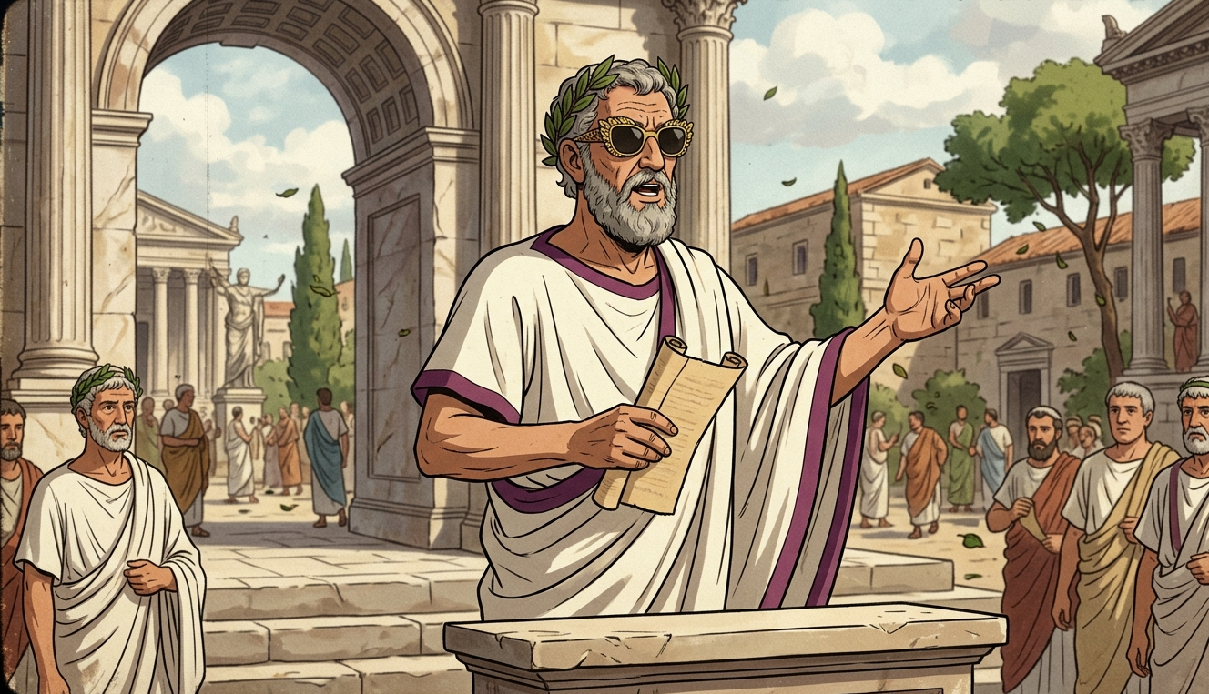 Roman poet with sunglasses